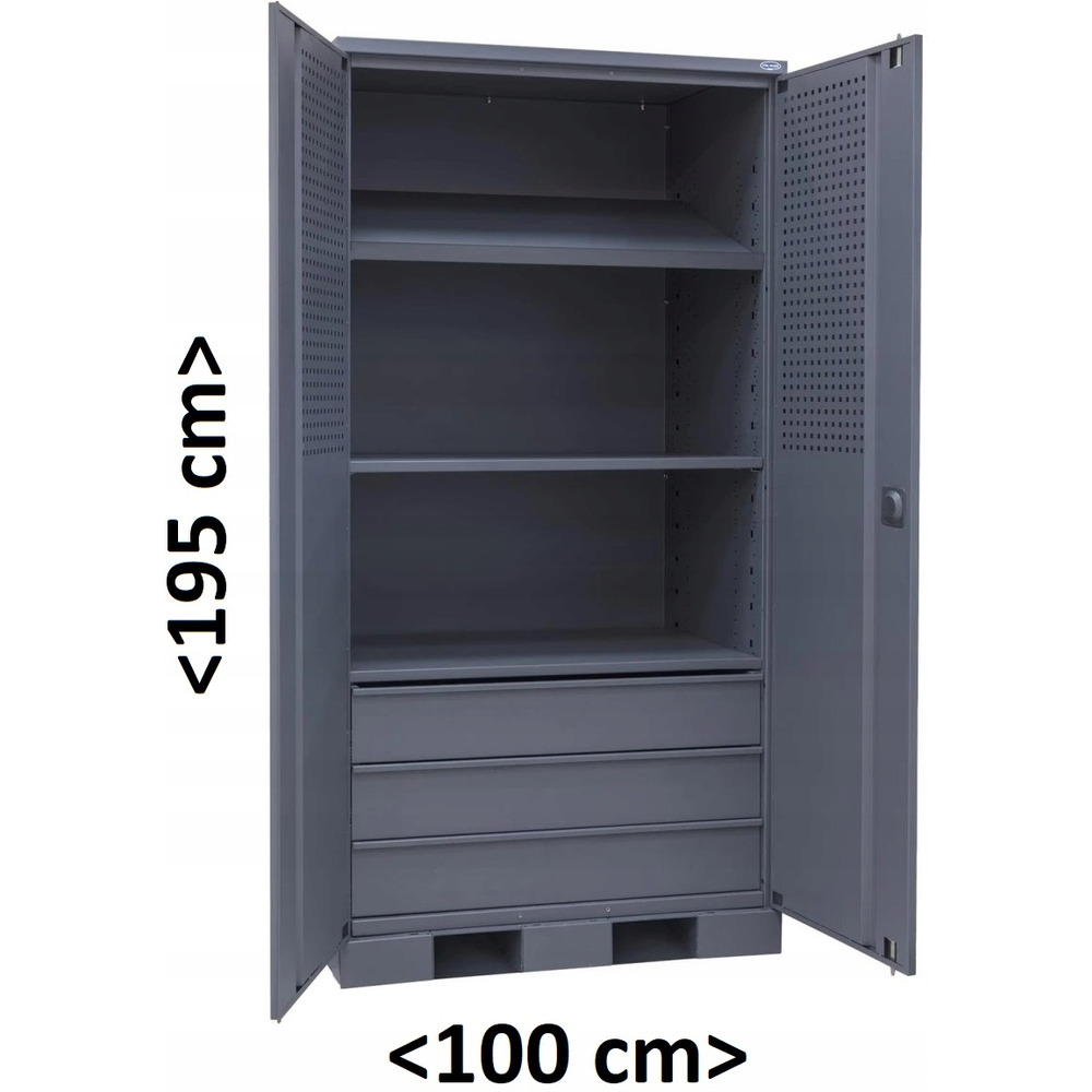 SZAFA METALOWA NARZĘDZIOWA WARSZTATOWA DWUDRZWIOWA wzmocniona SPI-10/3S/3D, 52520-0001